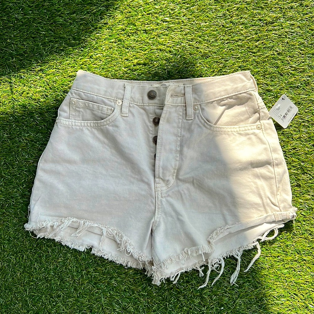 NWT Tan Ivory Free People (we the free) jean shorts